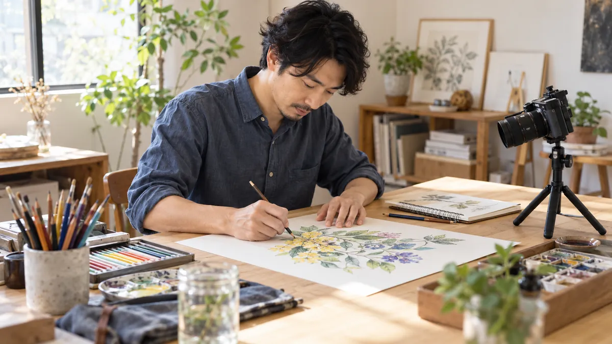 作品をつくりながら自分の活動を広げるクリエイターのイメージ